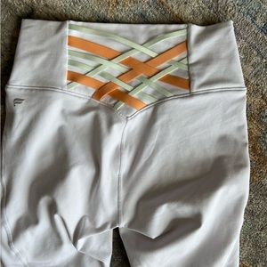 White cross cross back fabletics leggings